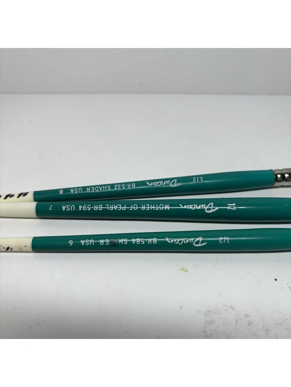 VTG Duncan Ceramic Paint Brushes Lot of 3 BR-532 BR-584 Shader Mother Of Pearl